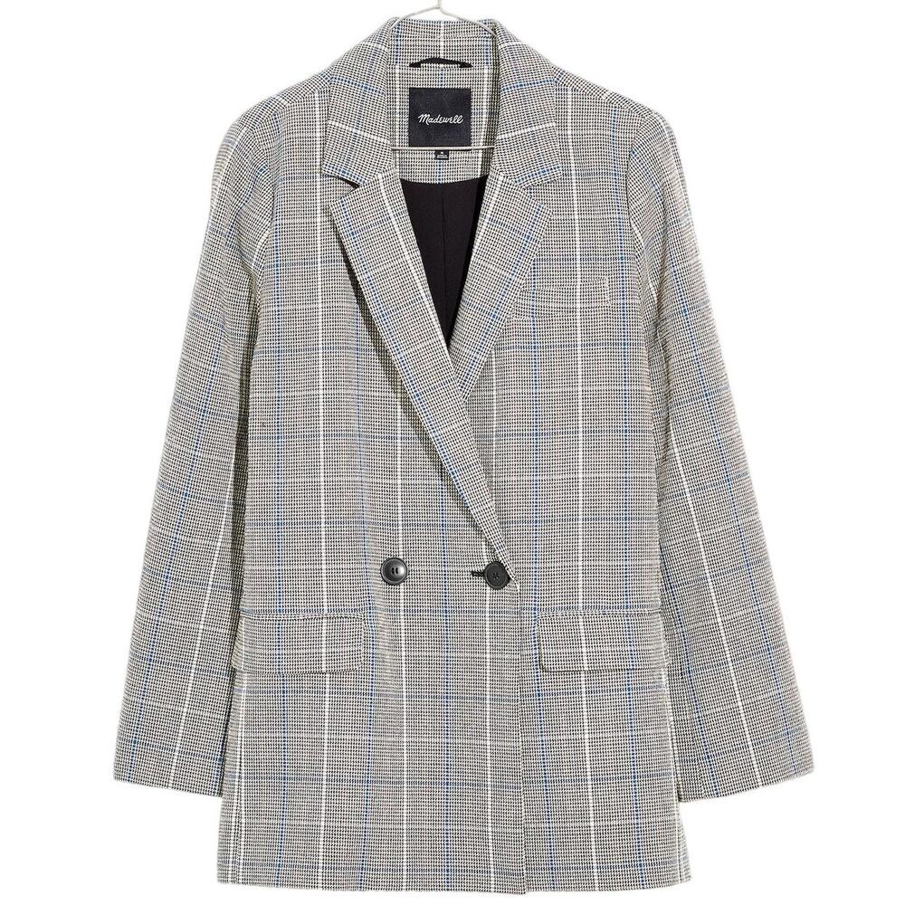Madewell Riviera Coast Caldwell Double Breasted Blazer in Palmyra Plaid